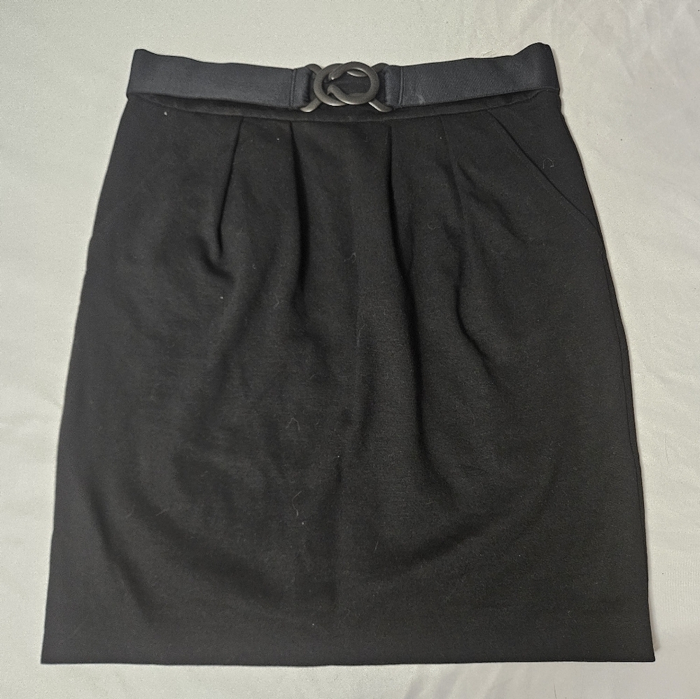 Trina Turk LA Valencia lined Black Belted A Line Grunge Skirt With Pleats Size 2